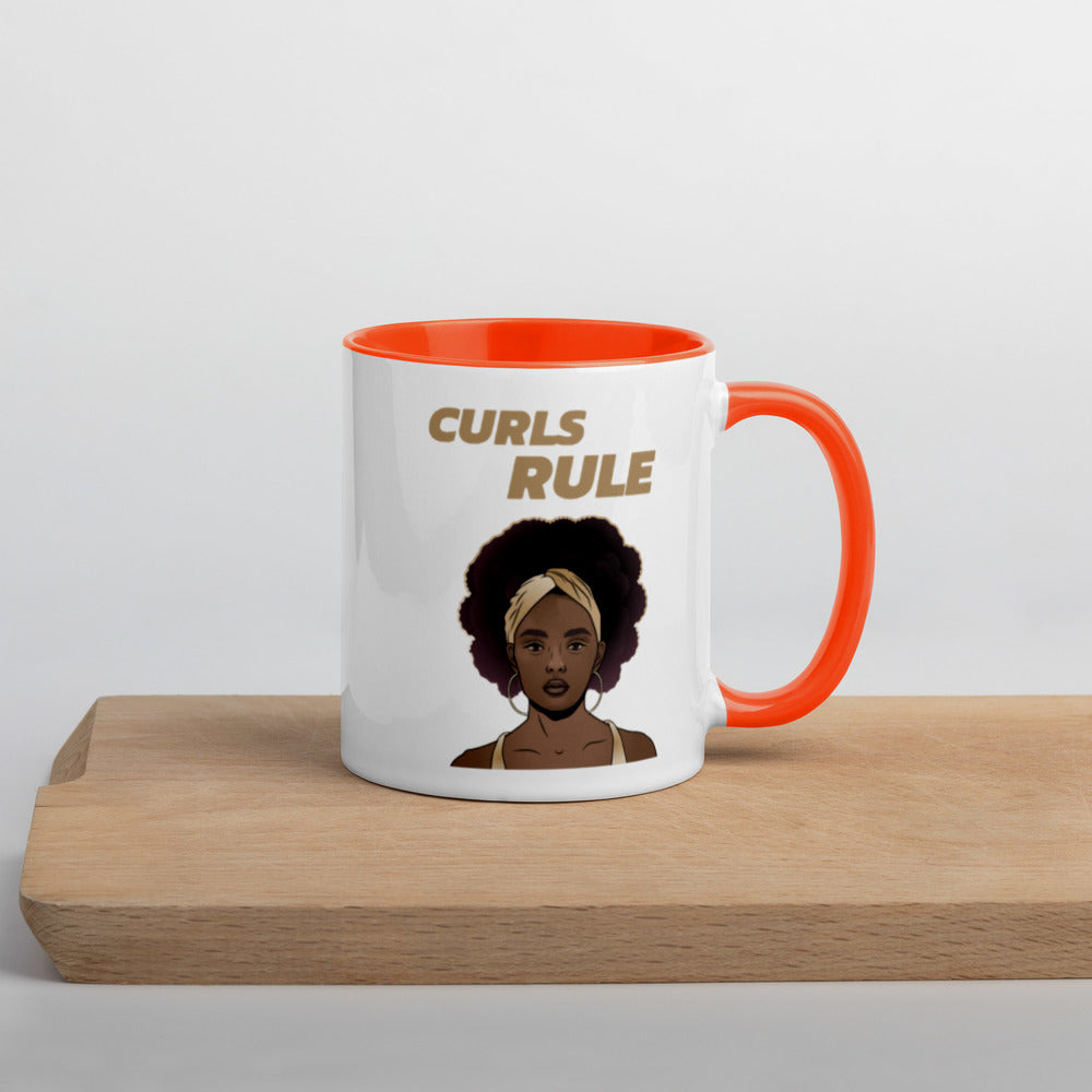 CURLS RULE- Mug with Color Inside