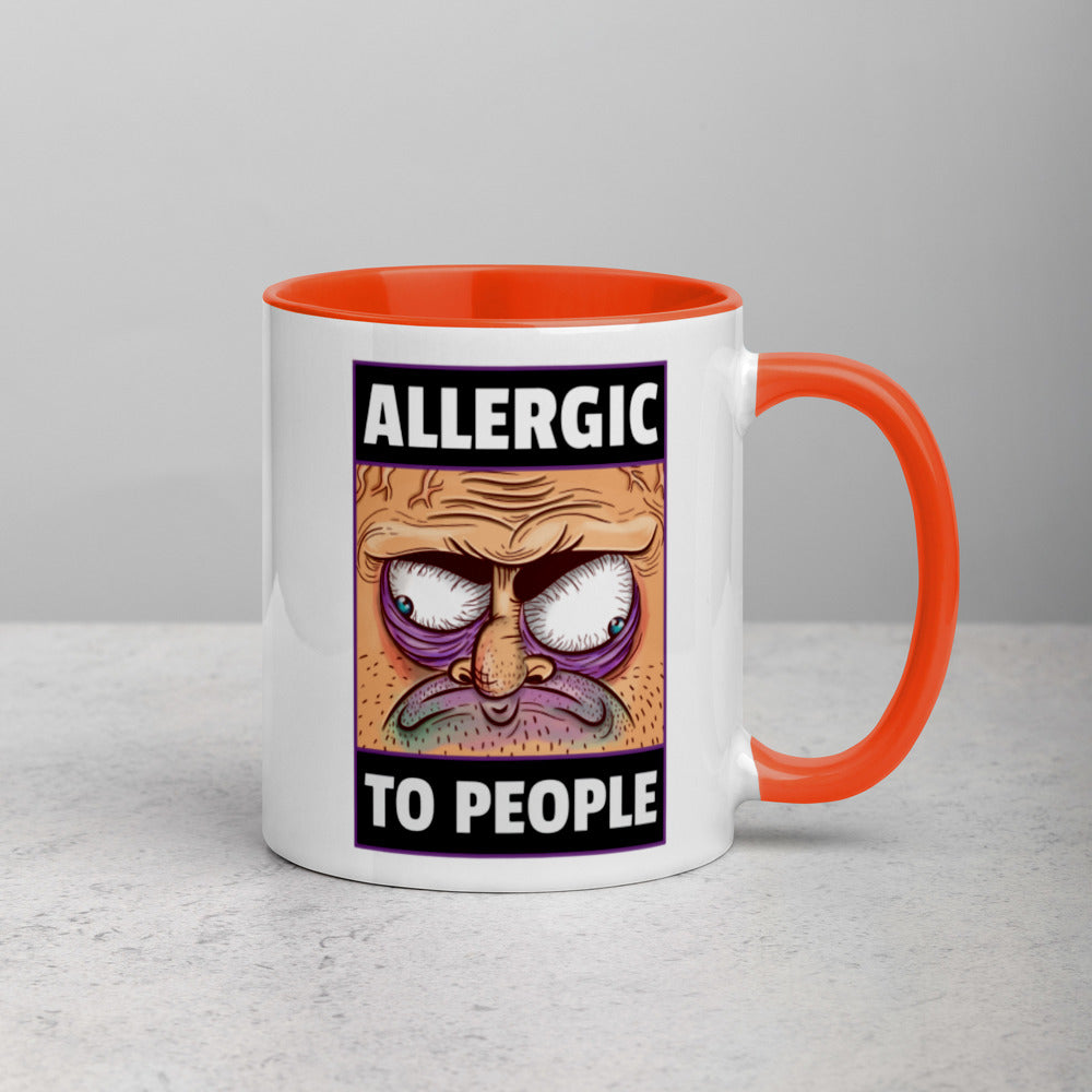 ALLERGIC TO PEOPLE- Mug with Color Inside