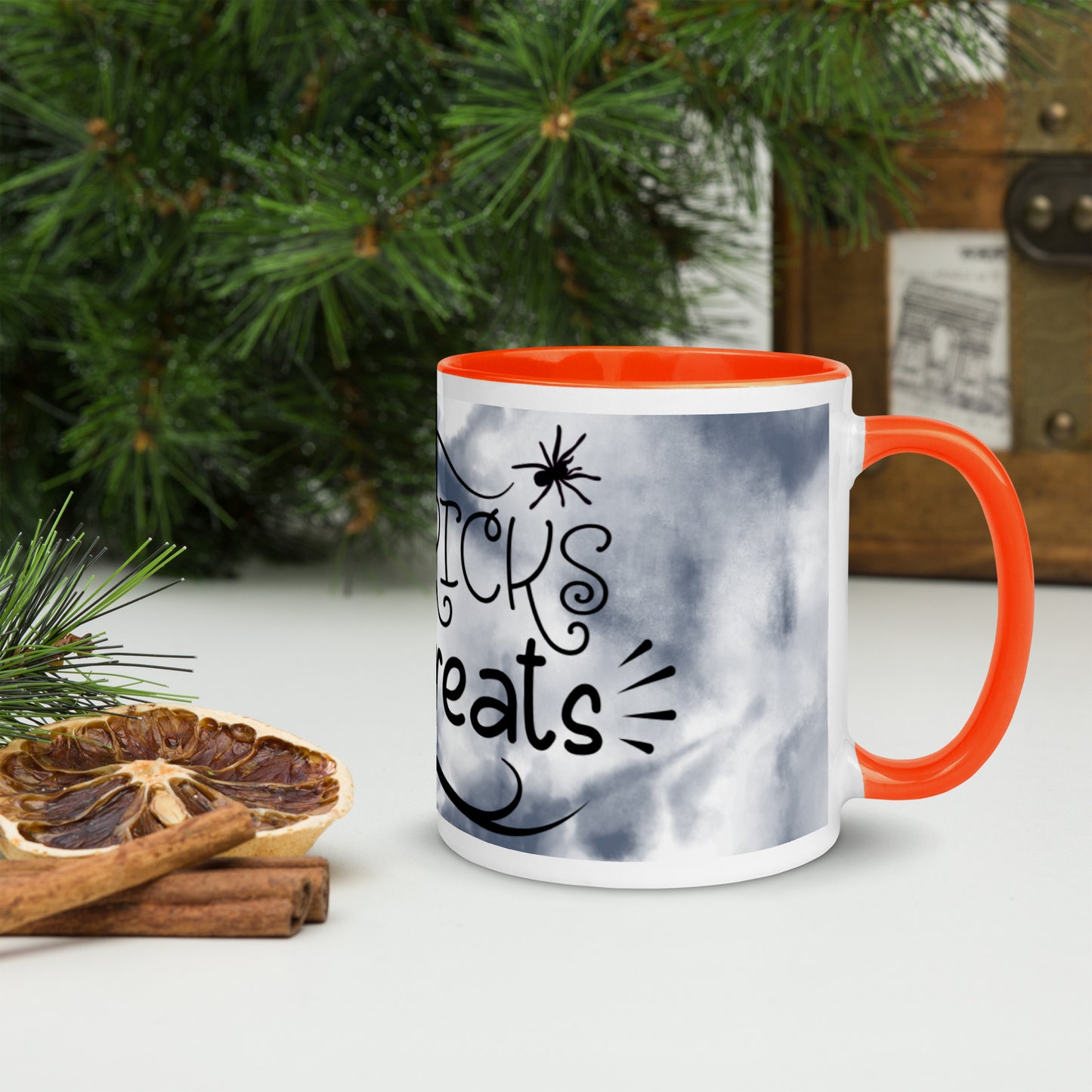 NO TRICKS, JUST TREATS- Mug with Color Inside