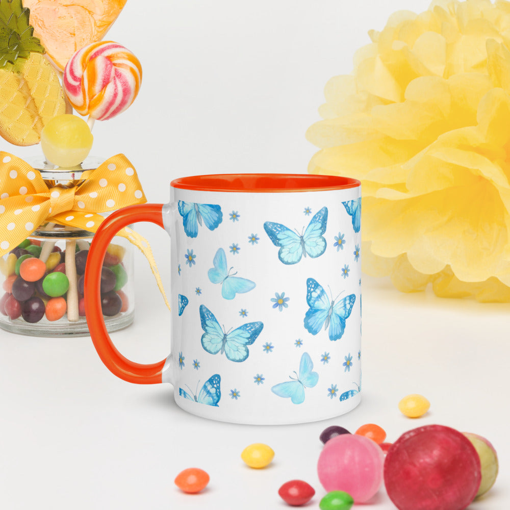 BLUE BUTTERFLIES- Mug with Color Inside