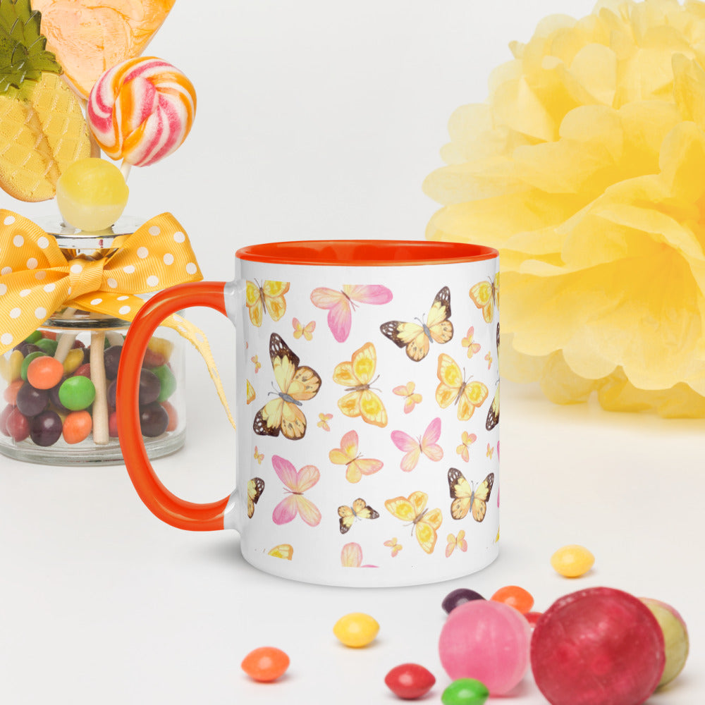 YELLOW BUTTERFLIES- Mug with Color Inside