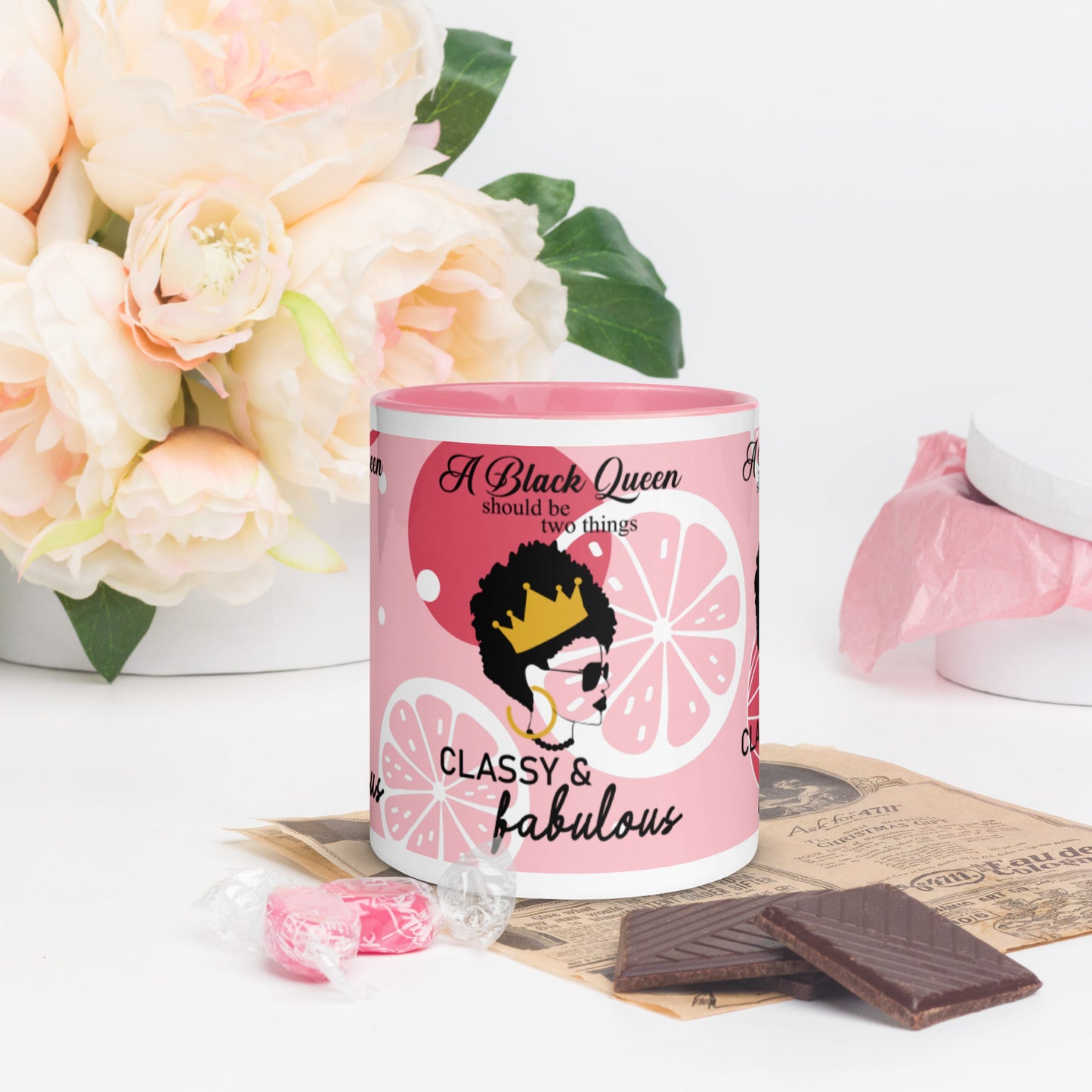 FABULOUS AND CLASSY BLACK QUEEN- Mug with Color Inside