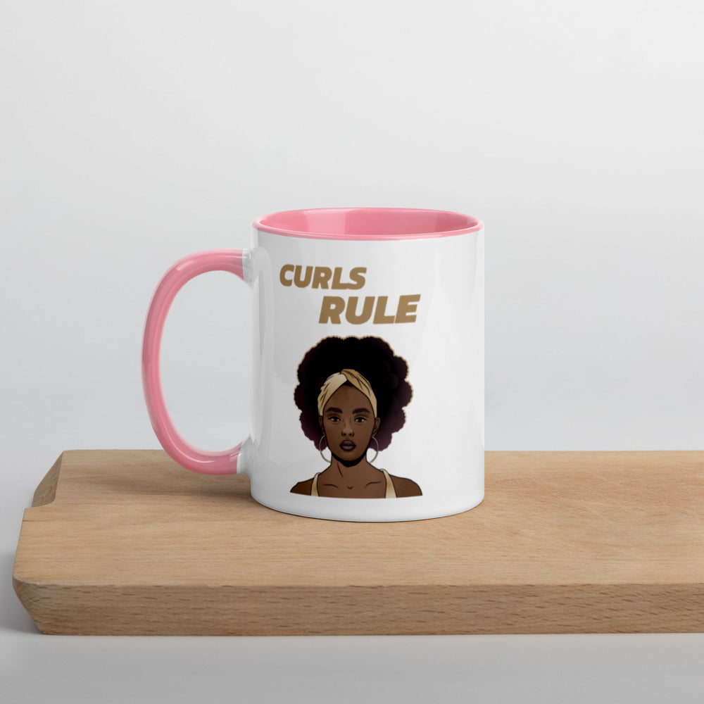 CURLS RULE- Mug with Color Inside
