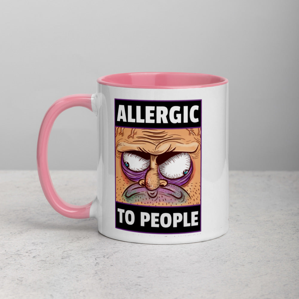 ALLERGIC TO PEOPLE- Mug with Color Inside