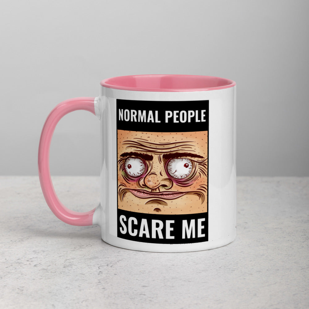 NORMAL PEOPLE SCARE ME- Mug with Color Inside