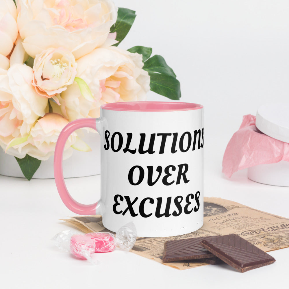 SOLUTIONS OVER EXCUSES- Mug with Color Inside