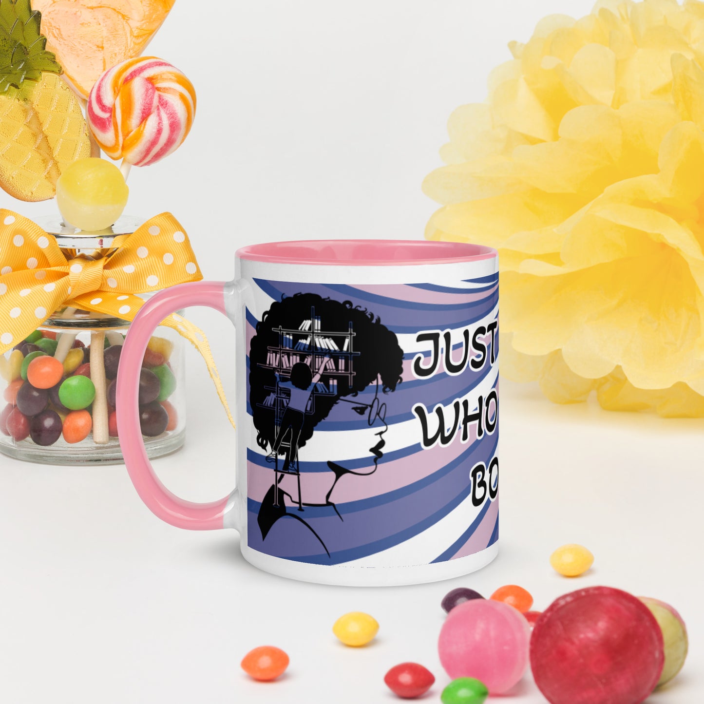 JUST A GIRL WHO LOVES BOOKS- Mug with Color Inside