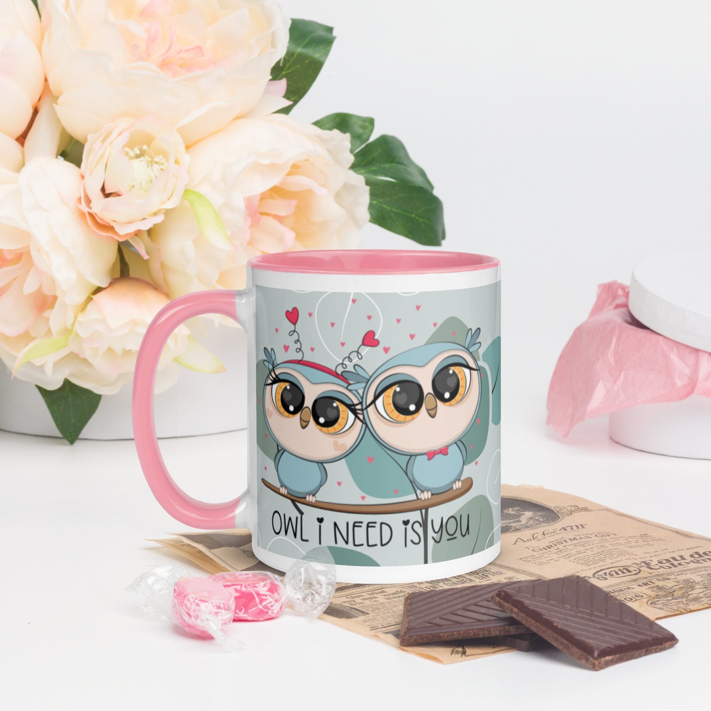 OWL I NEED IS YOU- Mug with Color Inside