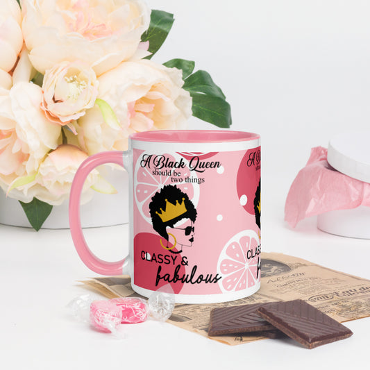 FABULOUS AND CLASSY BLACK QUEEN- Mug with Color Inside