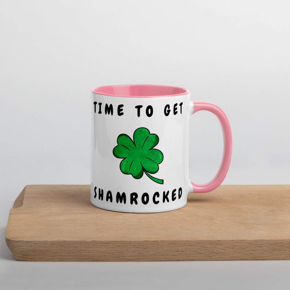 TIME TO GET SHAMROCKED- Mug with Color Inside