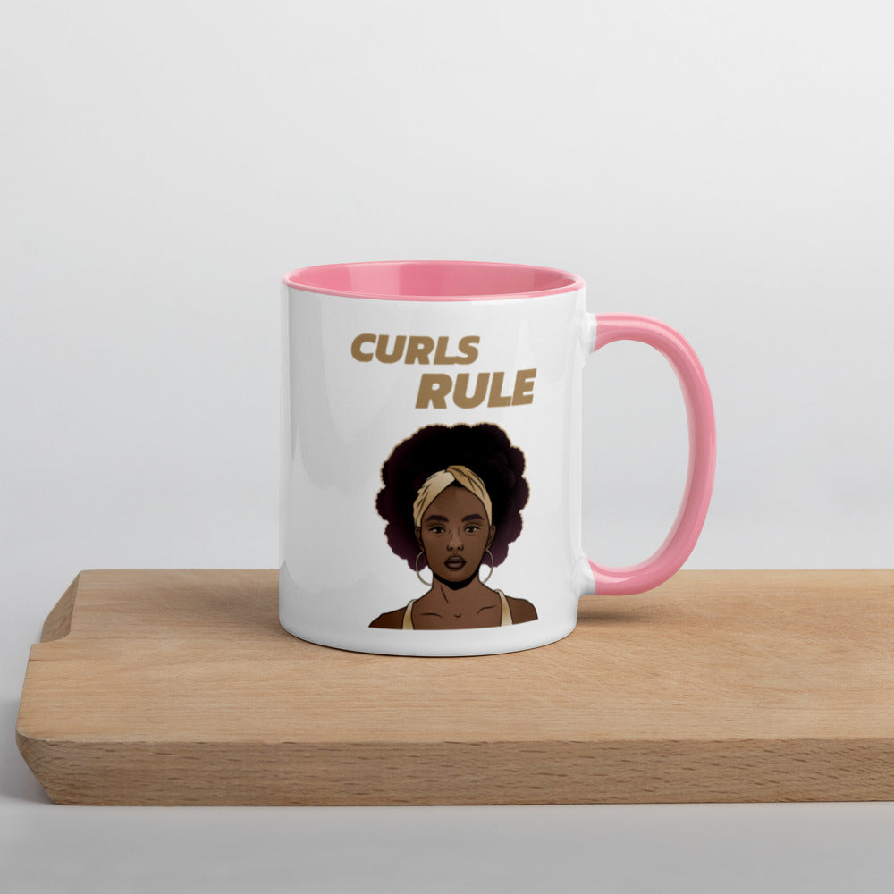 CURLS RULE- Mug with Color Inside