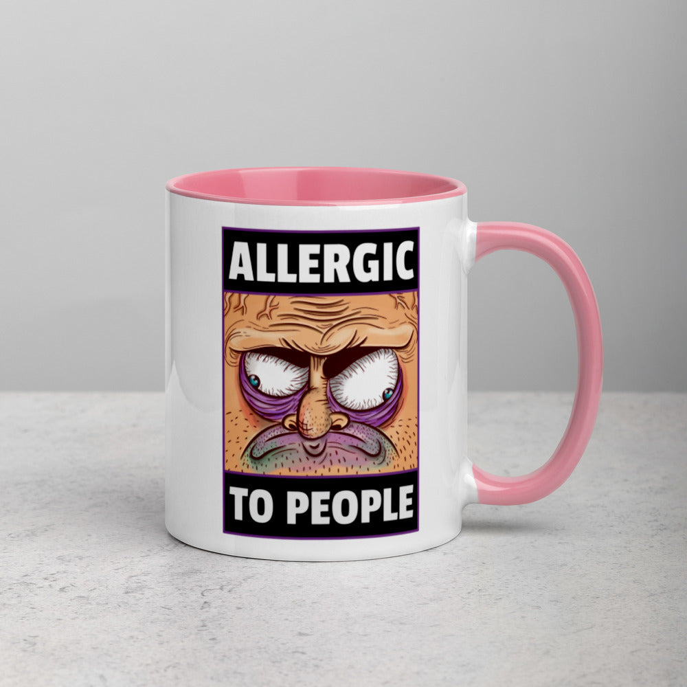 ALLERGIC TO PEOPLE- Mug with Color Inside