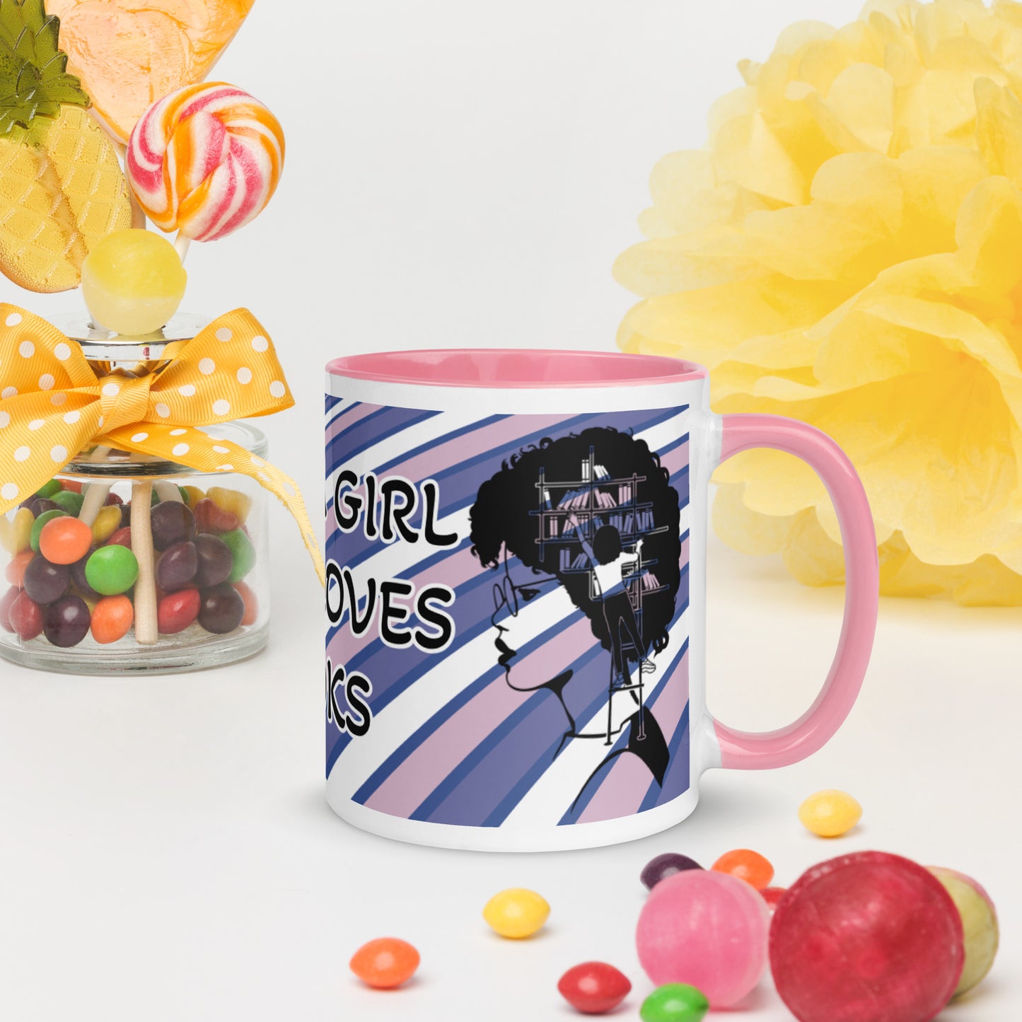 JUST A GIRL WHO LOVES BOOKS- Mug with Color Inside