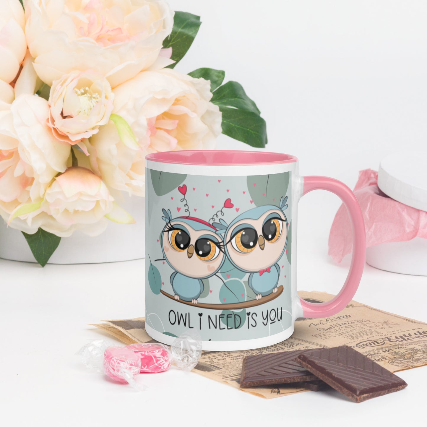 OWL I NEED IS YOU- Mug with Color Inside