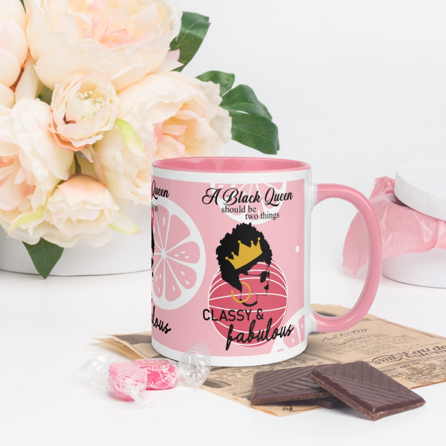 FABULOUS AND CLASSY BLACK QUEEN- Mug with Color Inside