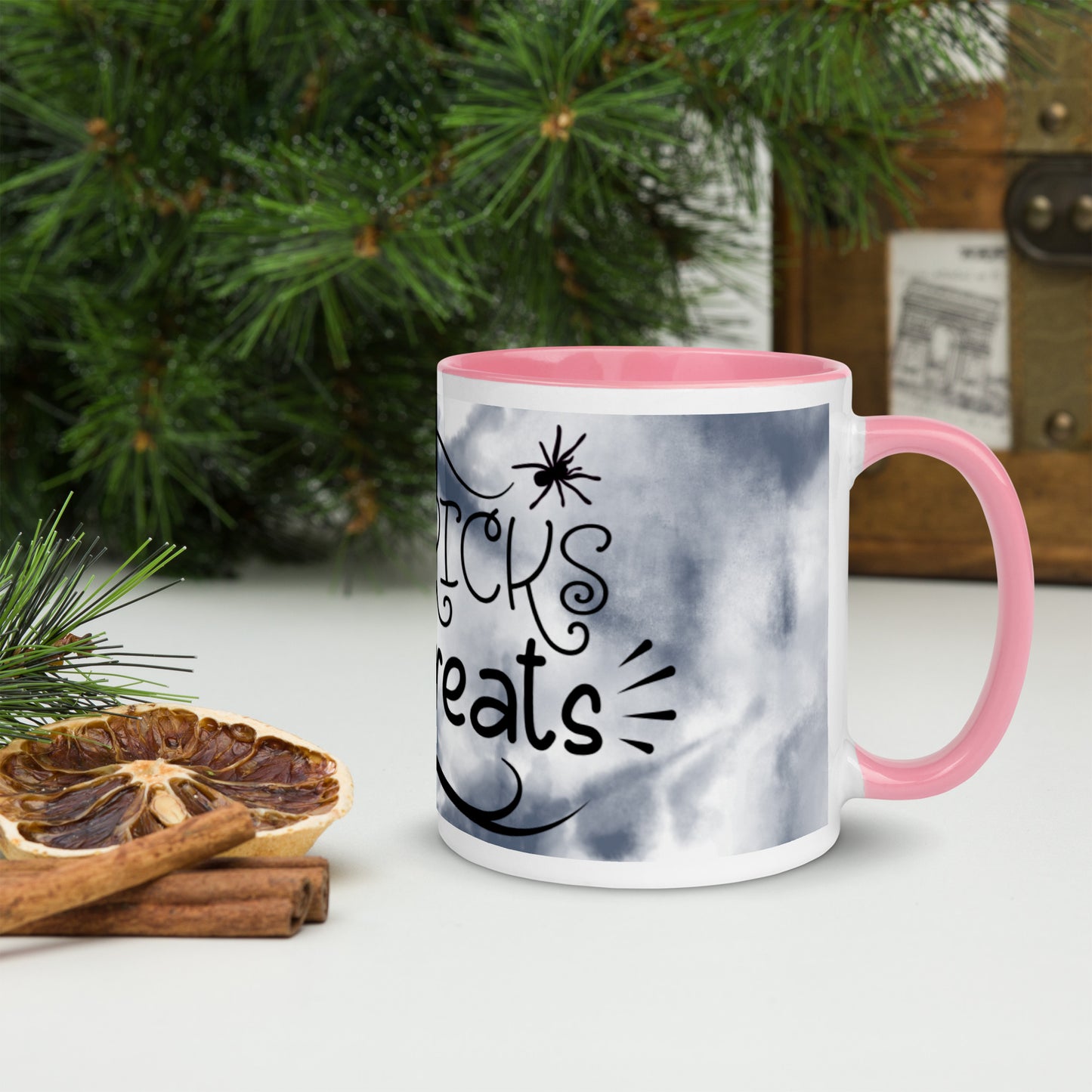 NO TRICKS, JUST TREATS- Mug with Color Inside