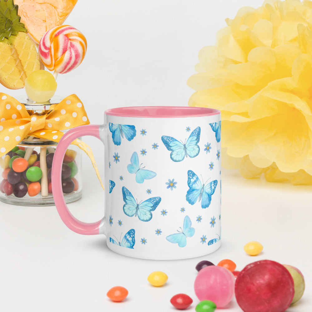 BLUE BUTTERFLIES- Mug with Color Inside