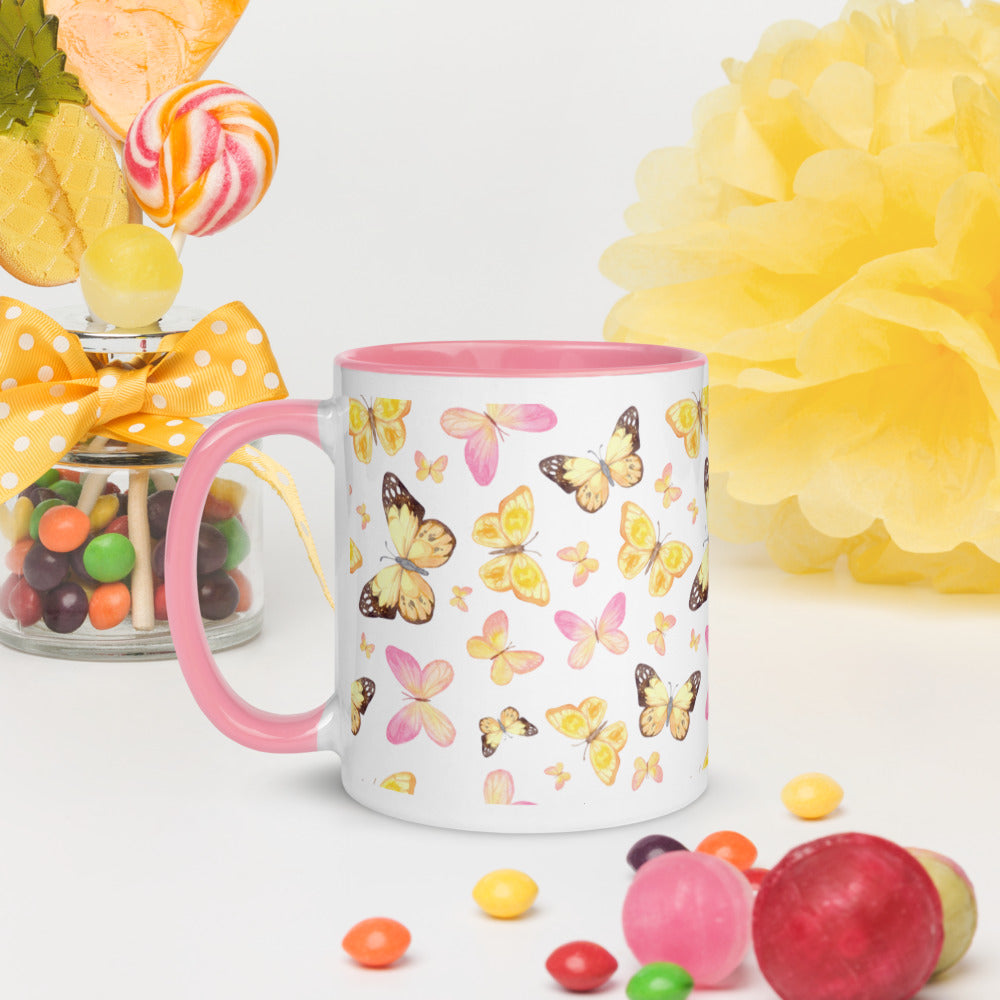 YELLOW BUTTERFLIES- Mug with Color Inside
