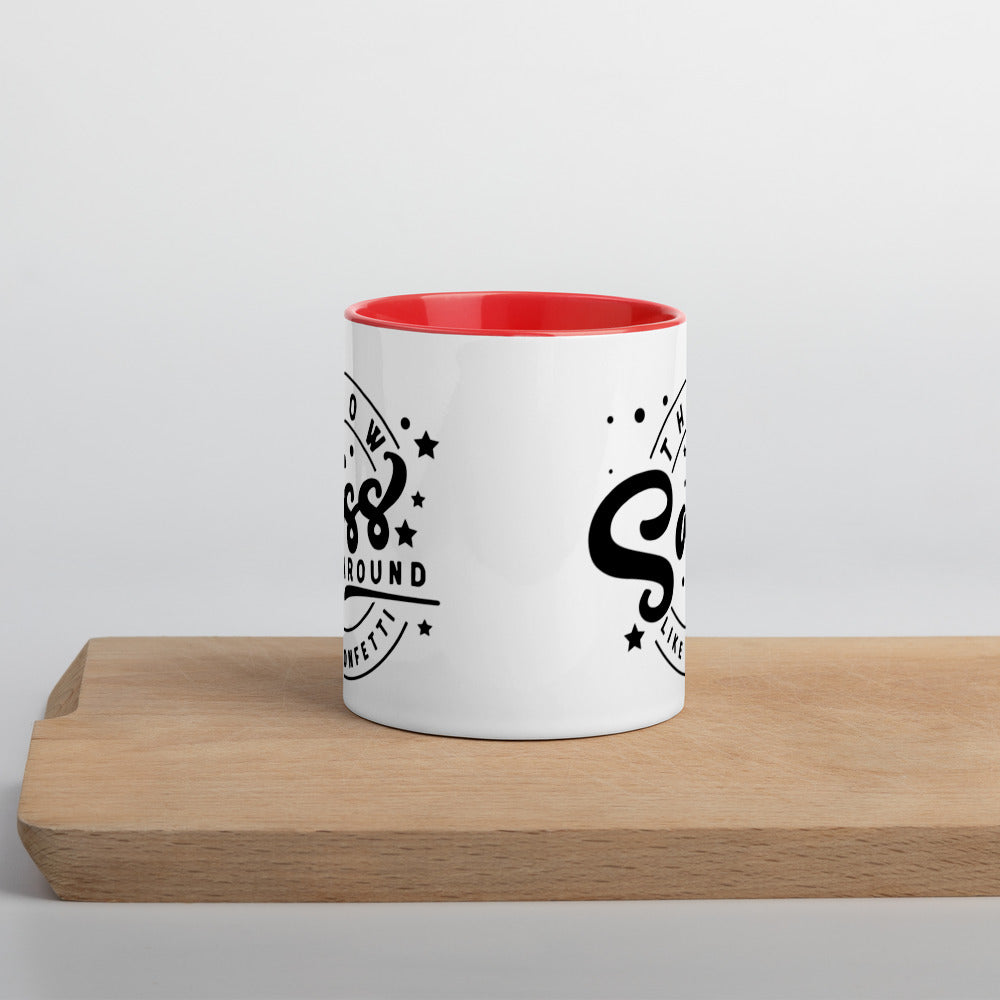 THROW SASS LIKE CONFETTI- Mug with Color Inside
