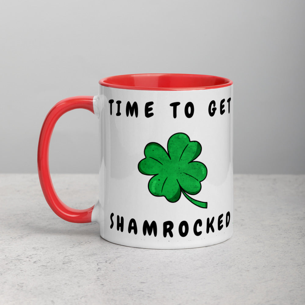 TIME TO GET SHAMROCKED- Mug with Color Inside