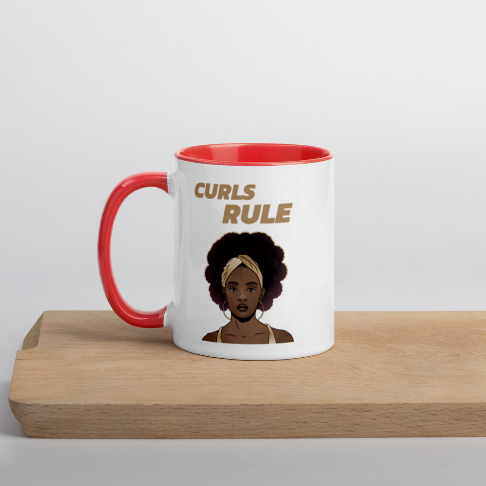 CURLS RULE- Mug with Color Inside