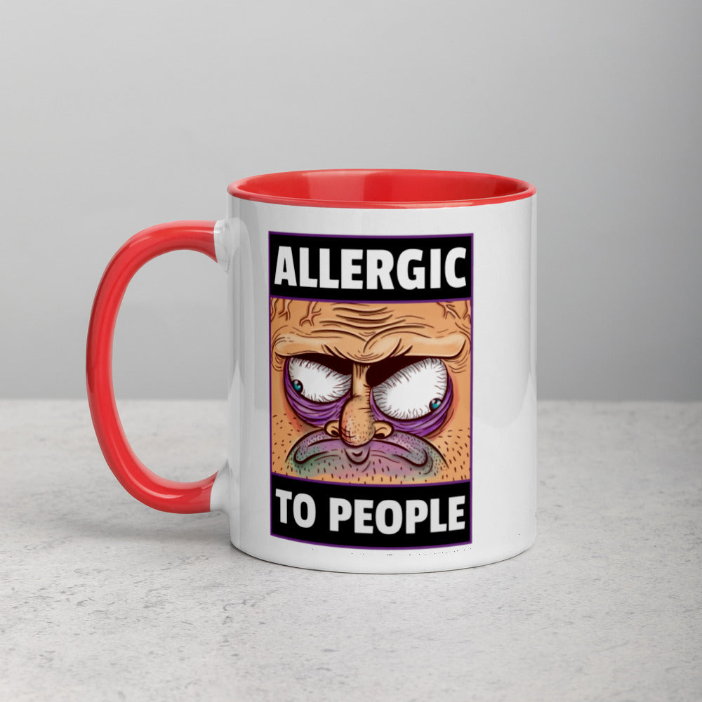 ALLERGIC TO PEOPLE- Mug with Color Inside