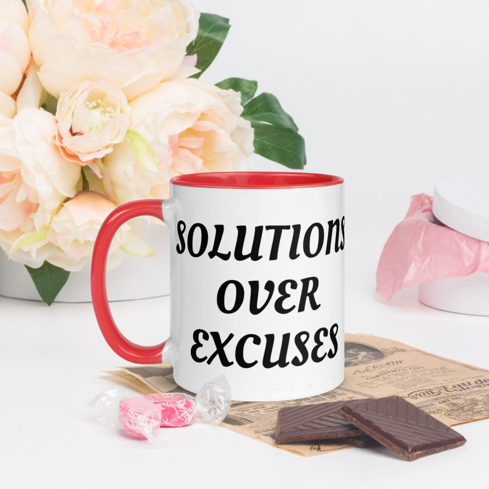 SOLUTIONS OVER EXCUSES- Mug with Color Inside