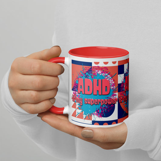 ADHD IS MY SUPERPOWER- Mug with Color Inside