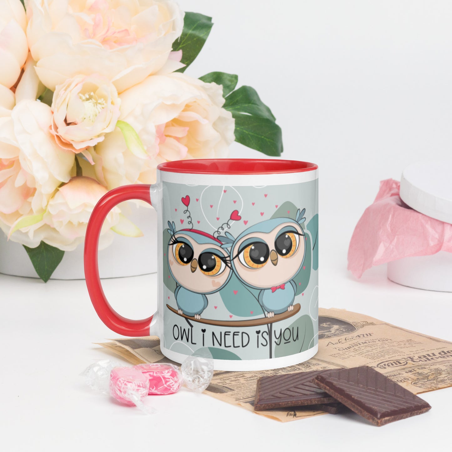 OWL I NEED IS YOU- Mug with Color Inside