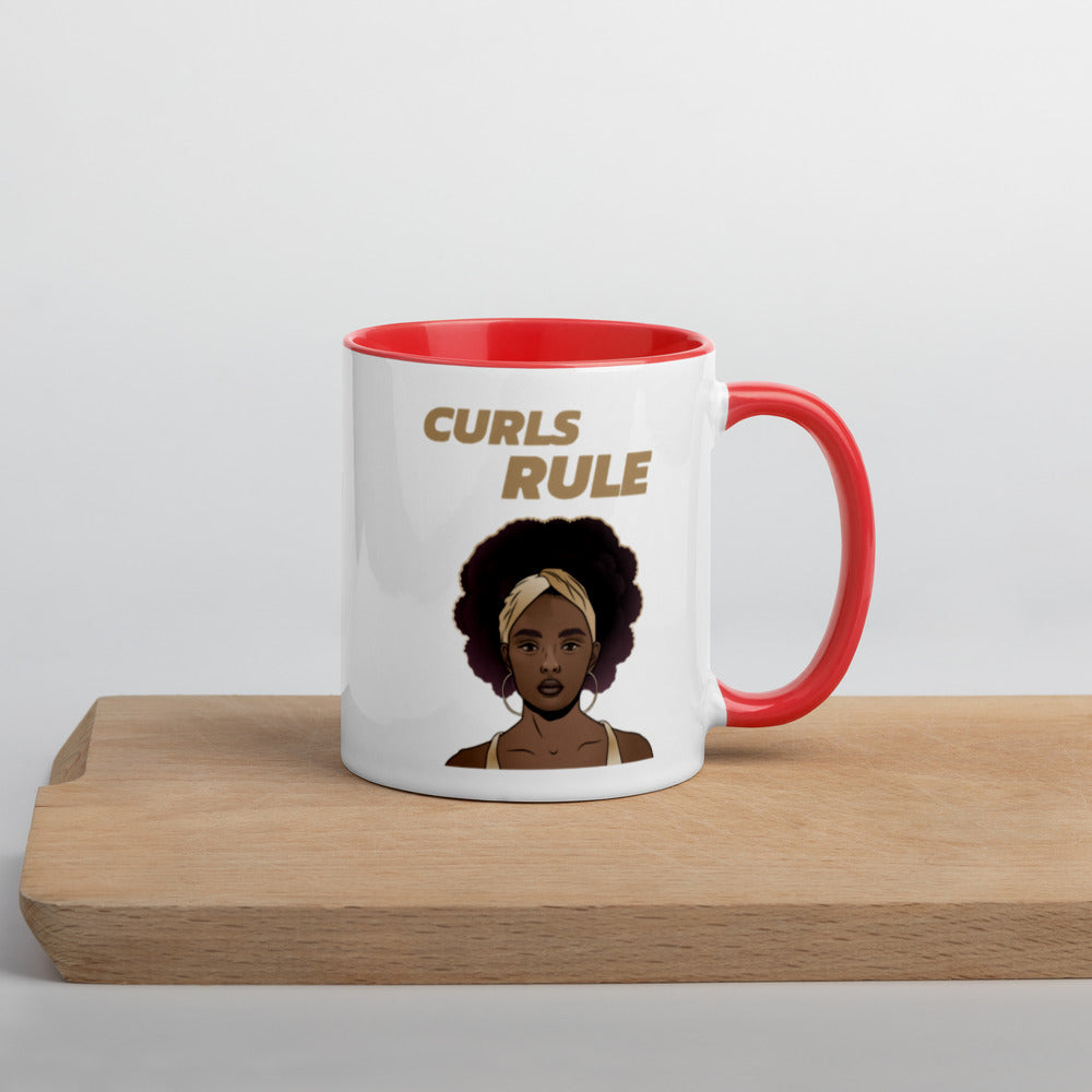 CURLS RULE- Mug with Color Inside