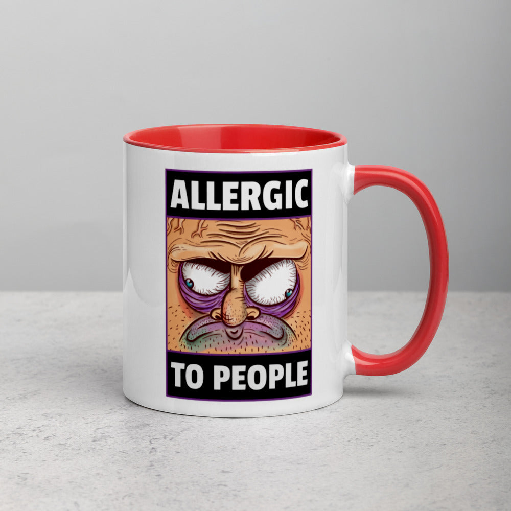 ALLERGIC TO PEOPLE- Mug with Color Inside