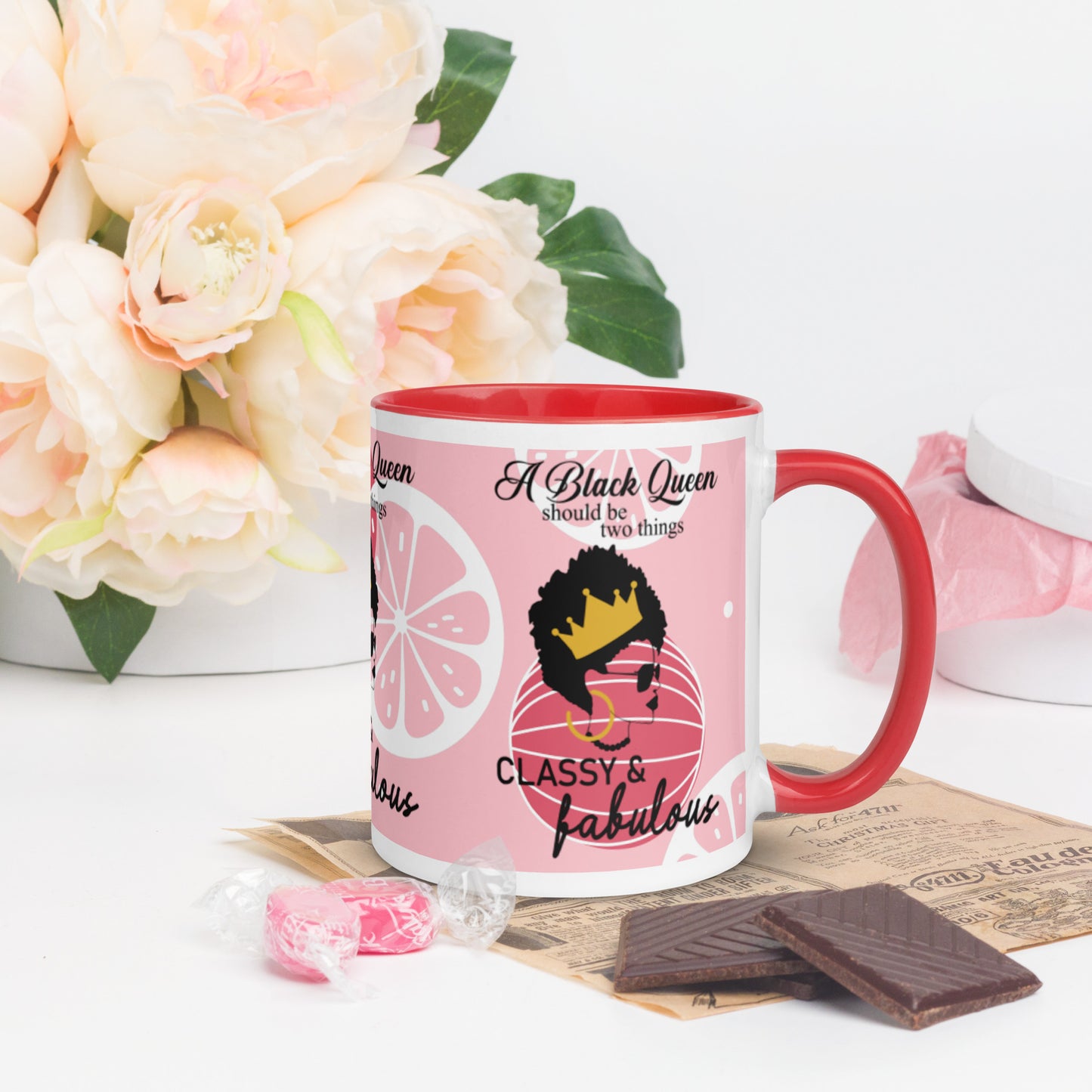 FABULOUS AND CLASSY BLACK QUEEN- Mug with Color Inside