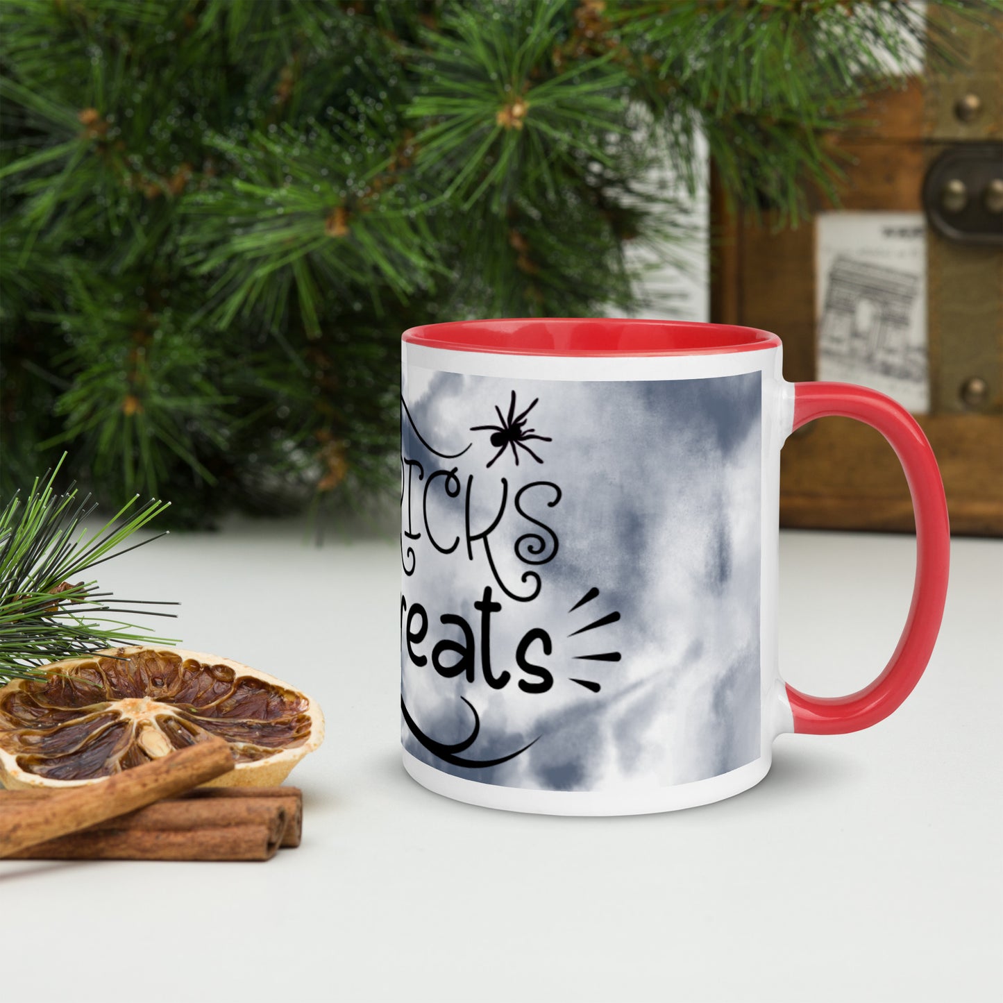 NO TRICKS, JUST TREATS- Mug with Color Inside