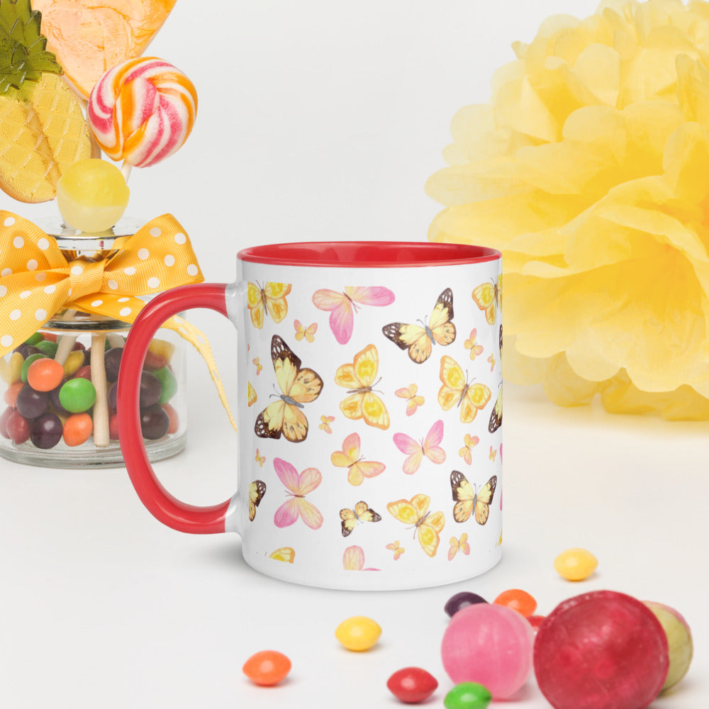 YELLOW BUTTERFLIES- Mug with Color Inside