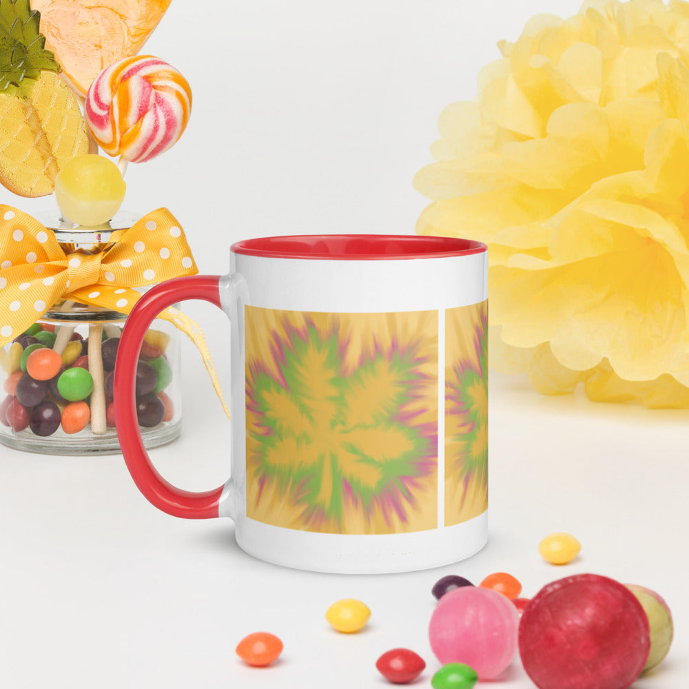 TYE DYE MARIJUANA LEAF- Mug with Color Inside