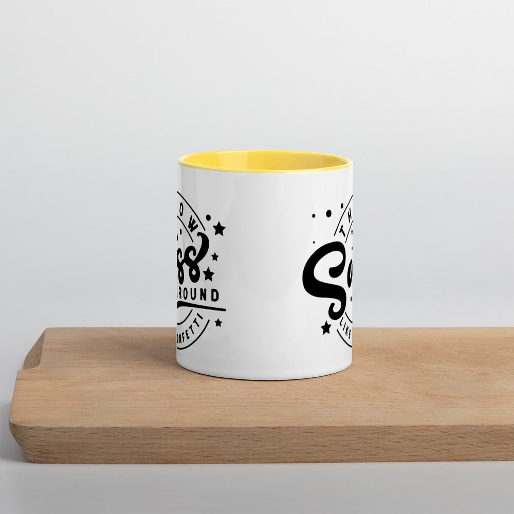 THROW SASS LIKE CONFETTI- Mug with Color Inside