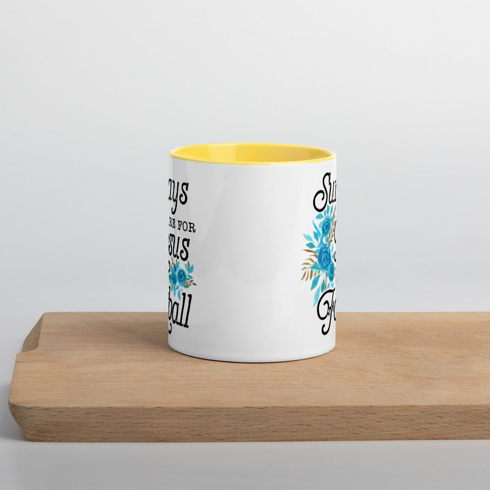 SUNDAYS ARE FOR JESUS AND FOOTBALL- Mug with Color Inside