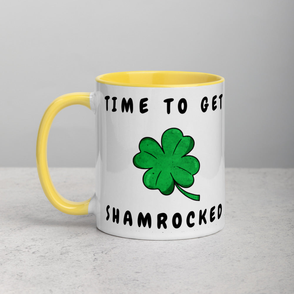 TIME TO GET SHAMROCKED- Mug with Color Inside