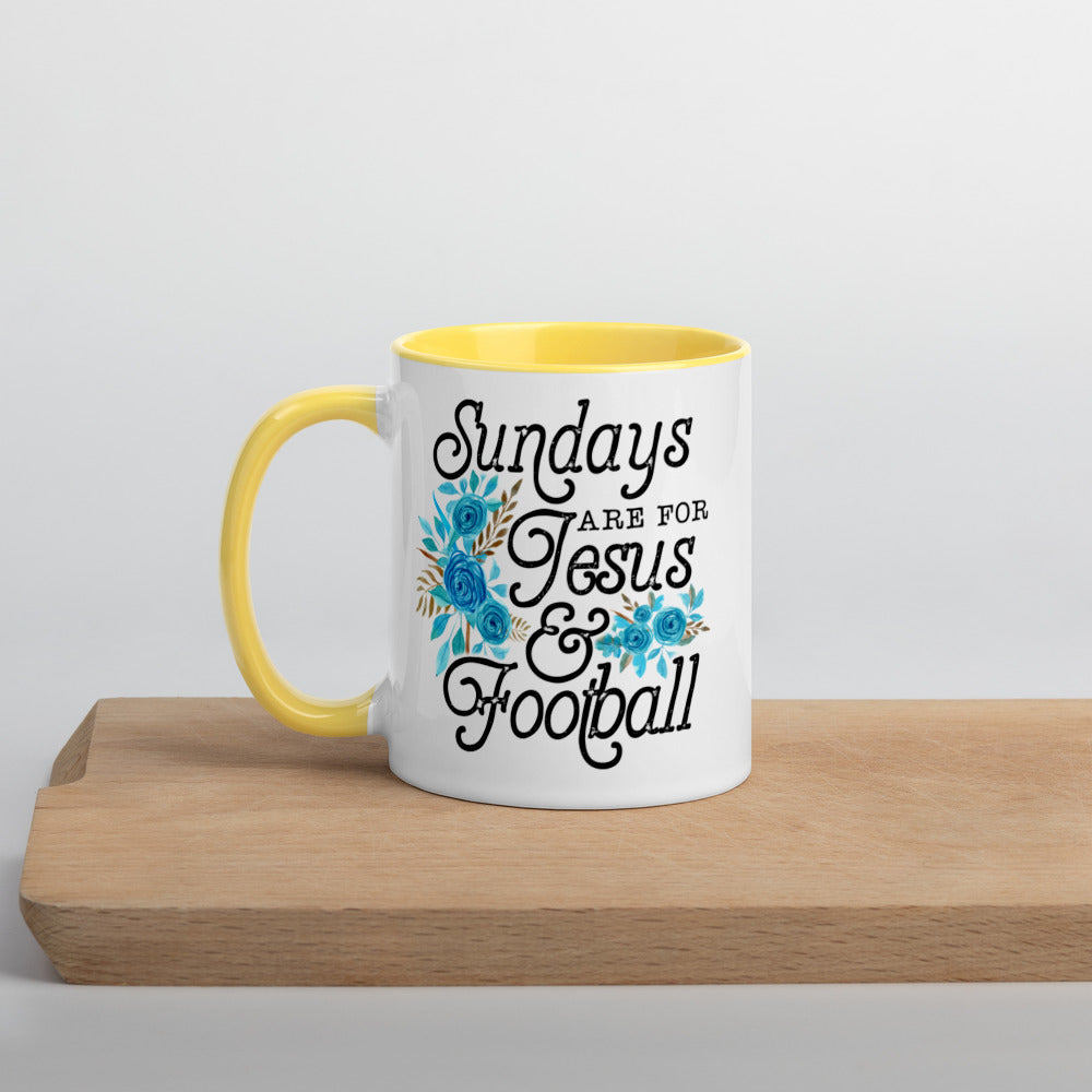 SUNDAYS ARE FOR JESUS AND FOOTBALL- Mug with Color Inside