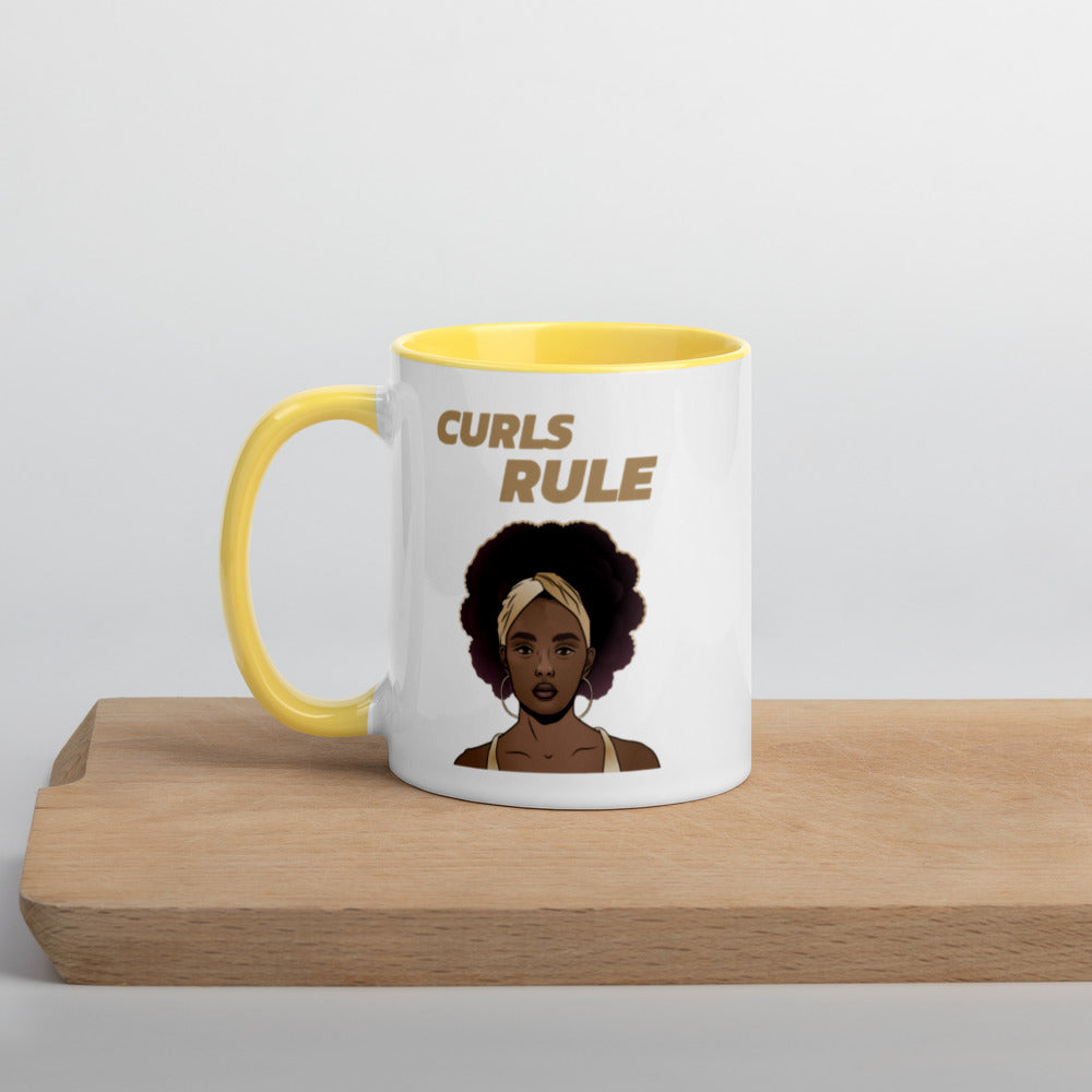 CURLS RULE- Mug with Color Inside