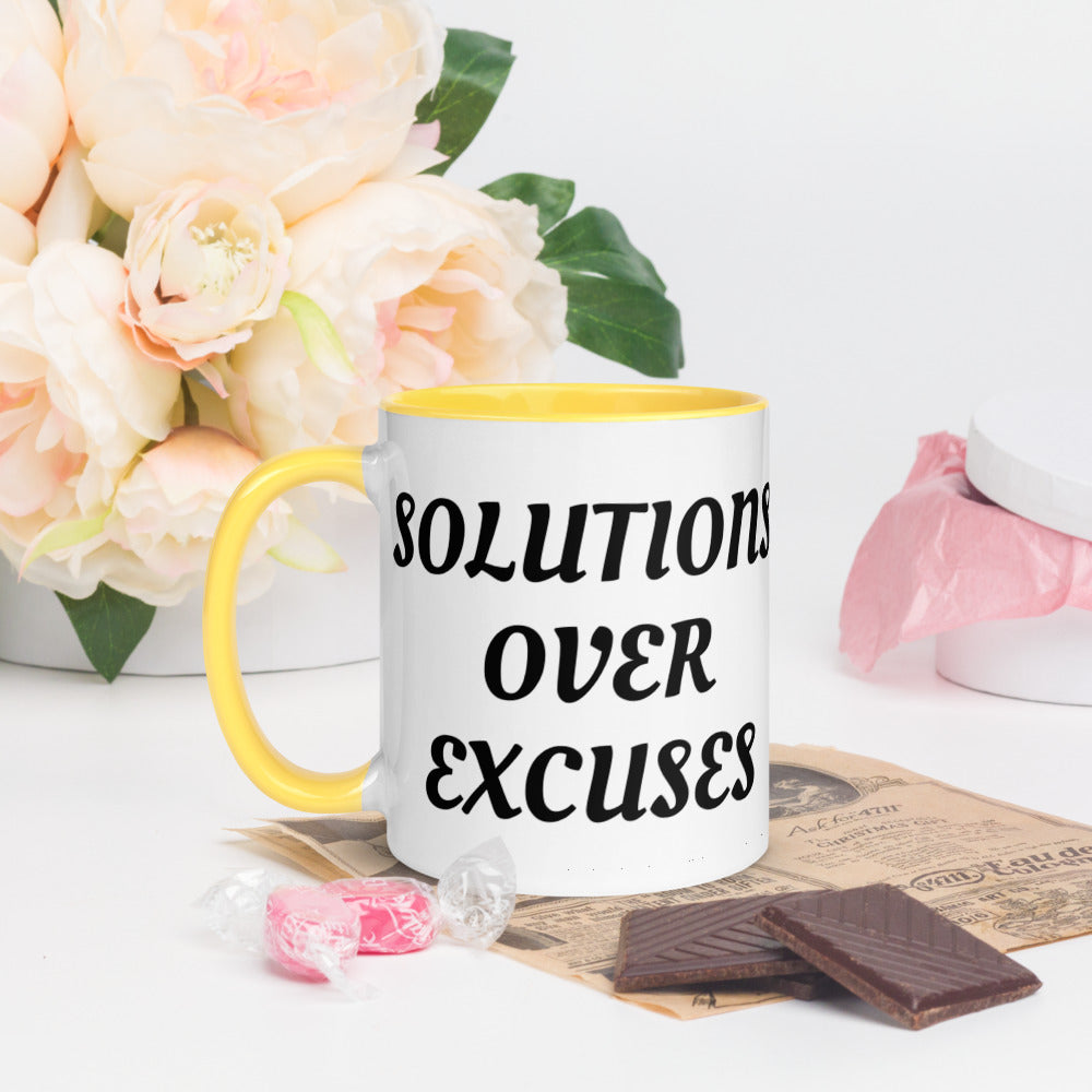 SOLUTIONS OVER EXCUSES- Mug with Color Inside