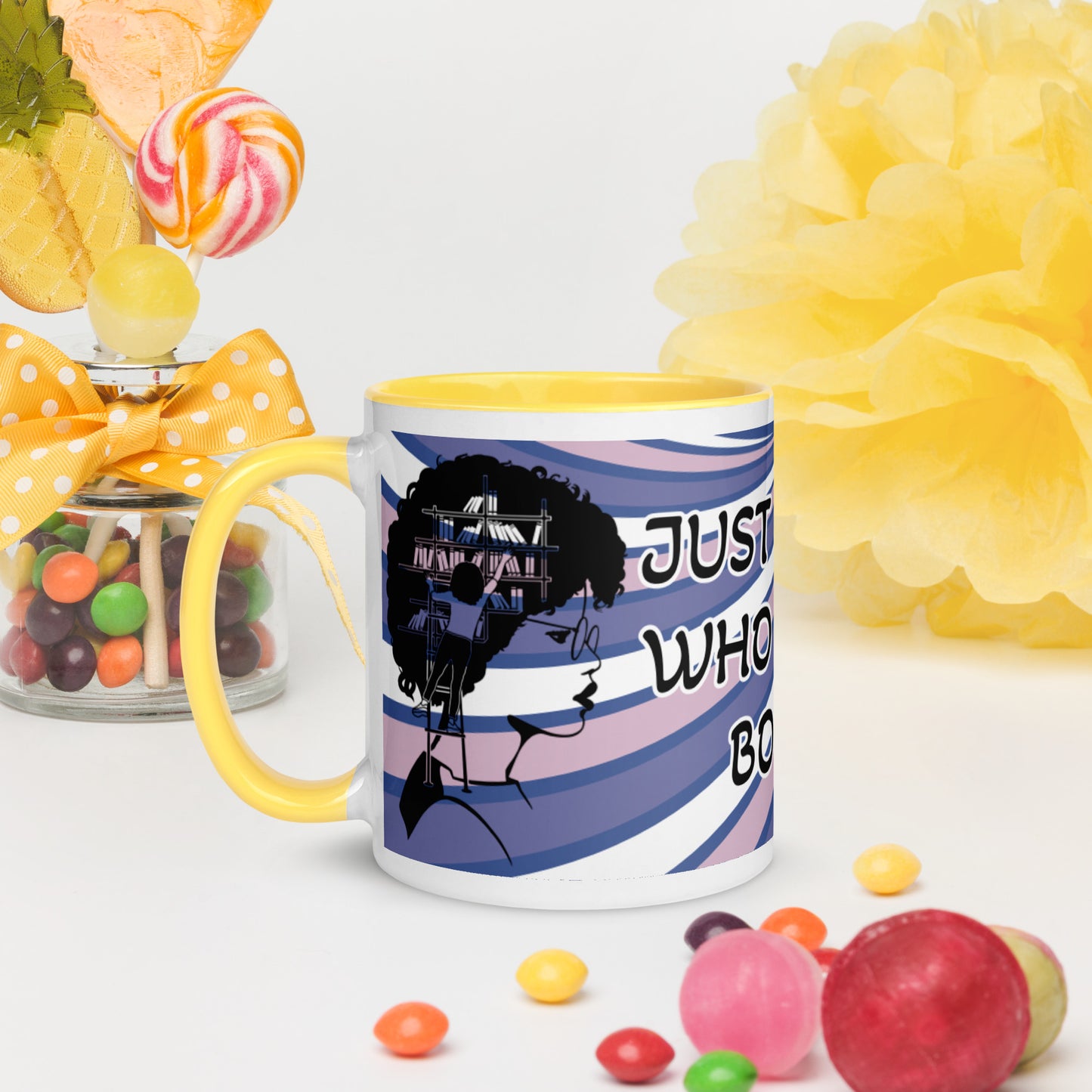 JUST A GIRL WHO LOVES BOOKS- Mug with Color Inside