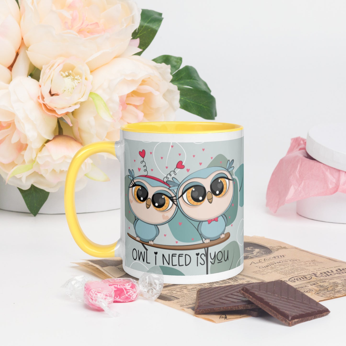 OWL I NEED IS YOU- Mug with Color Inside