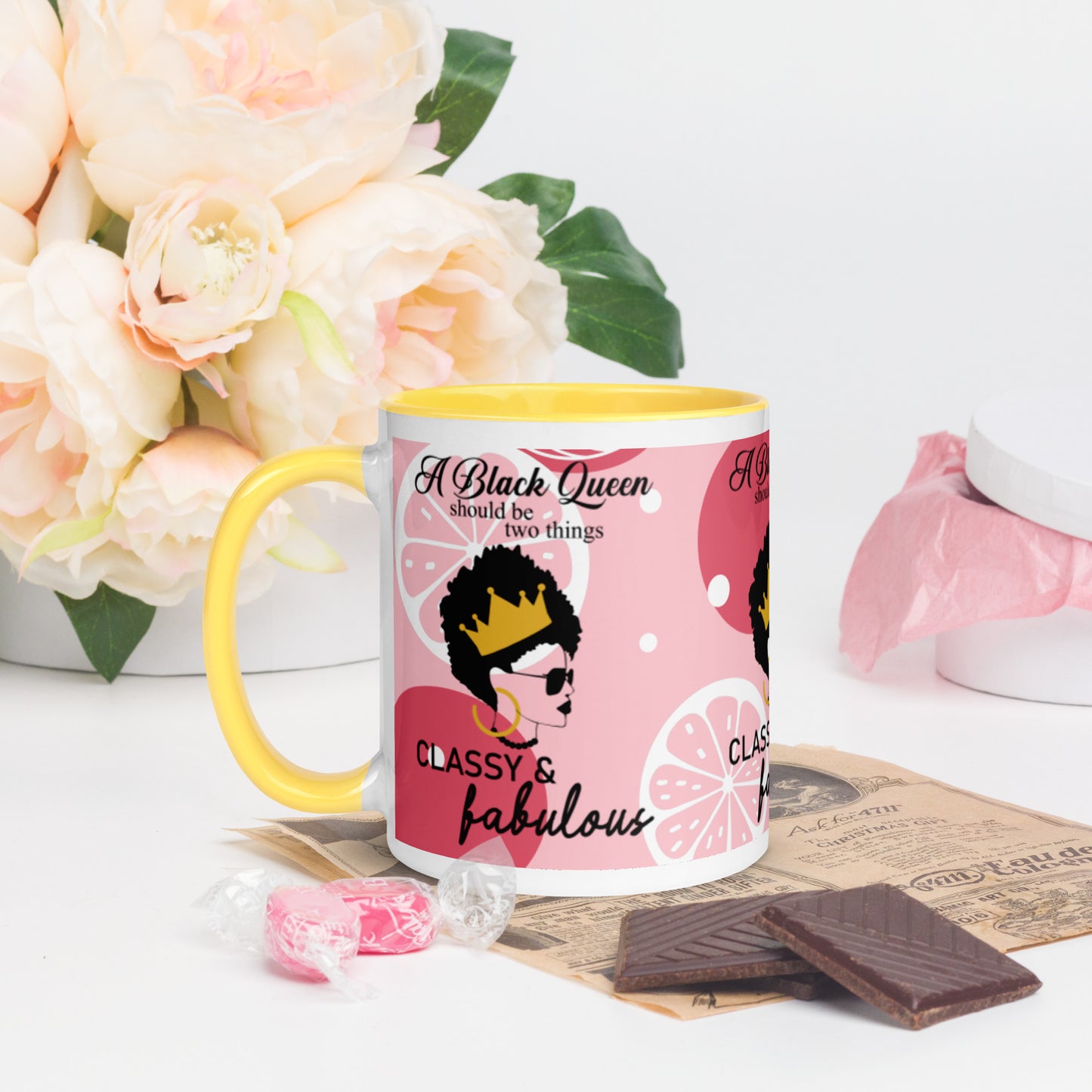 FABULOUS AND CLASSY BLACK QUEEN- Mug with Color Inside