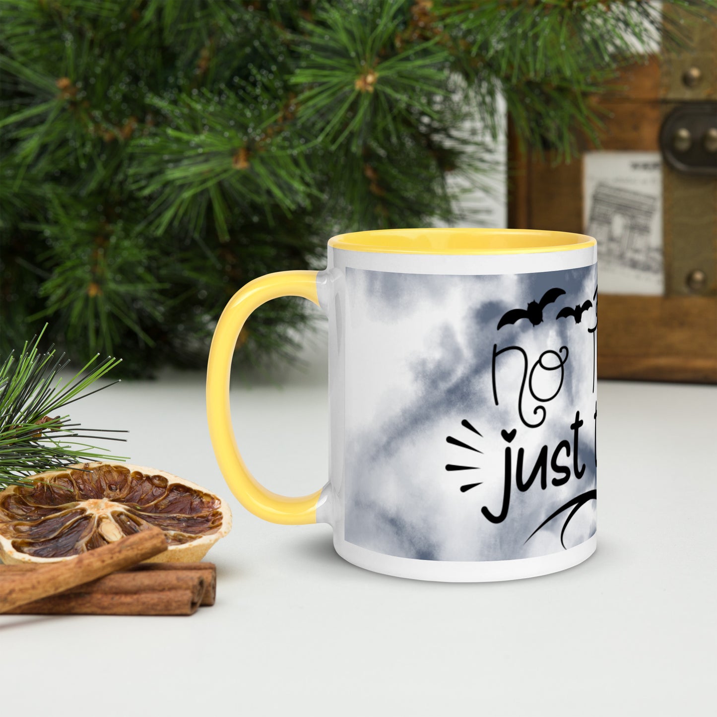 NO TRICKS, JUST TREATS- Mug with Color Inside