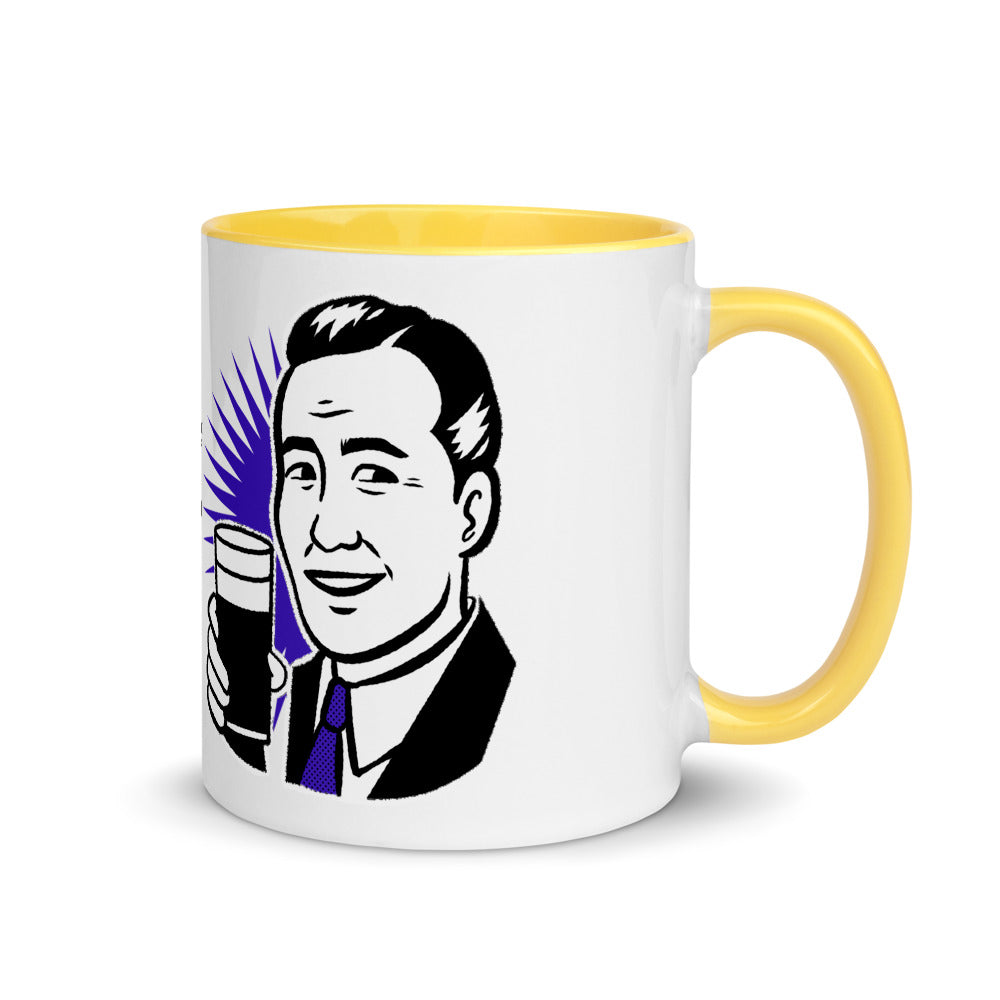 HERE'S A CUP OF MAN THE F UP- Mug with Color Inside