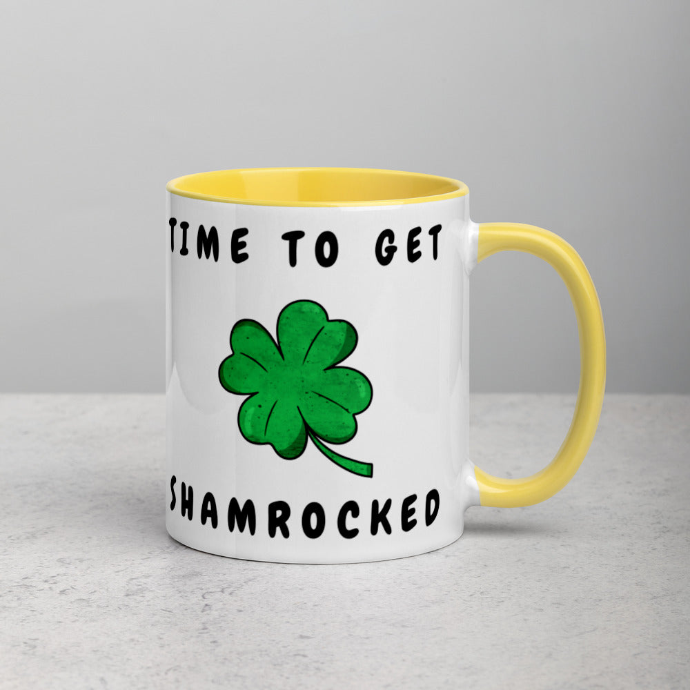 TIME TO GET SHAMROCKED- Mug with Color Inside