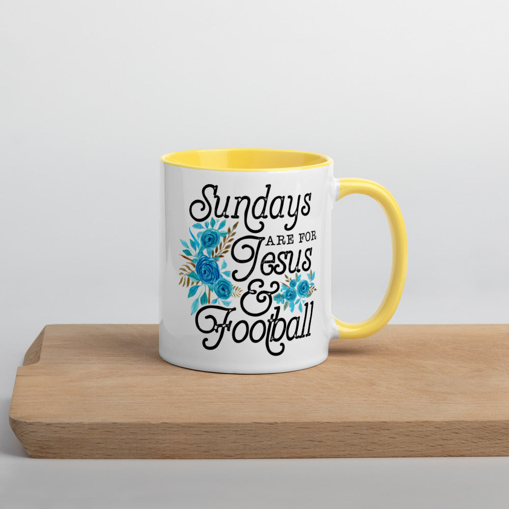 SUNDAYS ARE FOR JESUS AND FOOTBALL- Mug with Color Inside