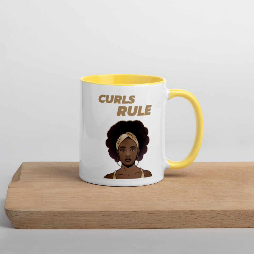 CURLS RULE- Mug with Color Inside
