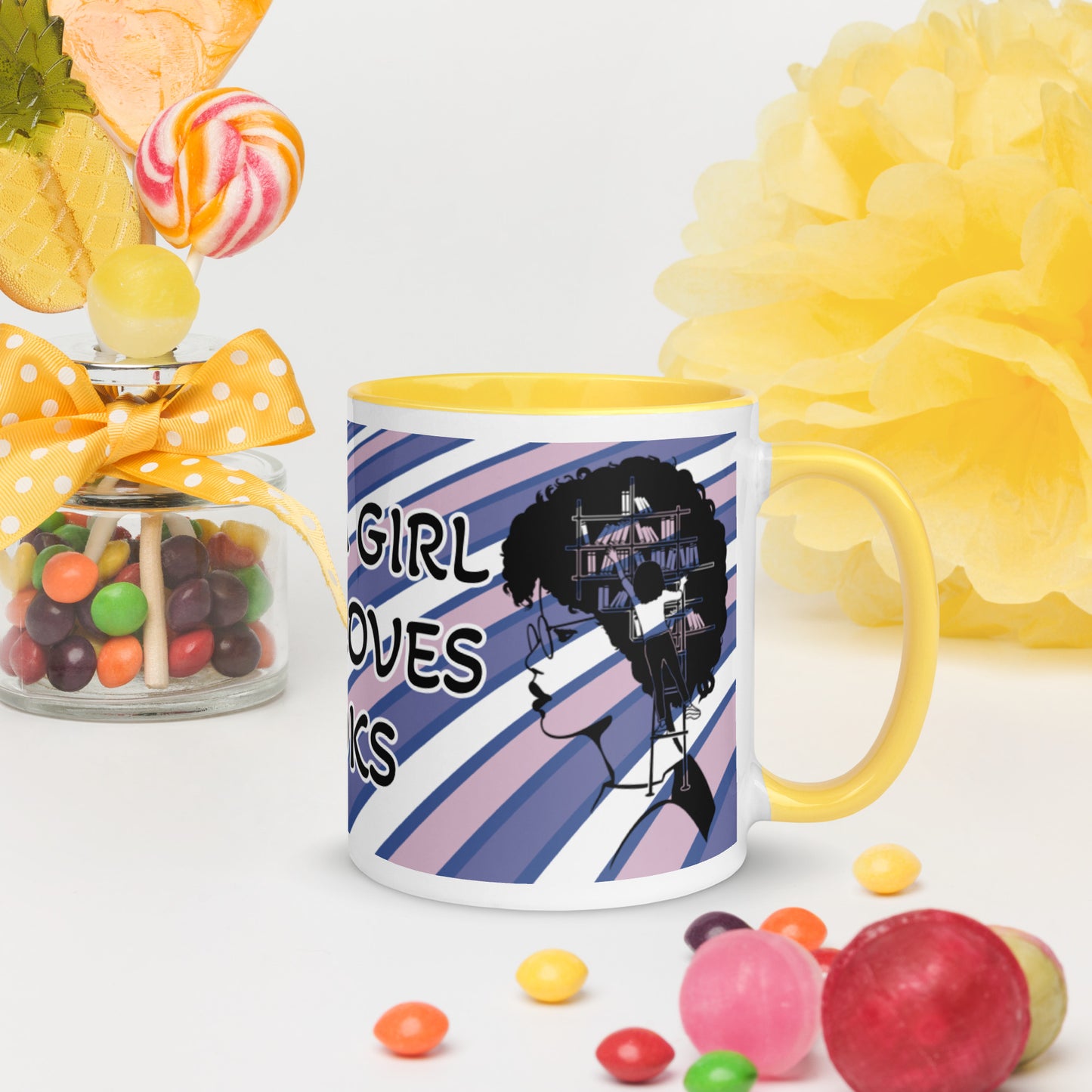 JUST A GIRL WHO LOVES BOOKS- Mug with Color Inside